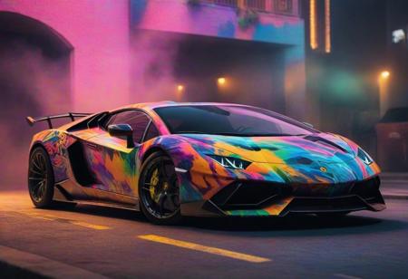 Imagine a striking scene: a bold car, inspired by the Lamborghini style, adorned with colorful lights against a hyper-colorful backdrop. This amazing wallpaper, available in 8K, boasts highly detailed elements that bring the supercar to life. =>= The Lamborghini-inspired design, with its high contrast and vibrant hues, creates a visually stunning screensaver. Whether you're looking for a mobile wallpaper, HD phone wallpaper, or a 4K wallpaper, this scene promises to be an eye-catching and immersive experience. =%='(