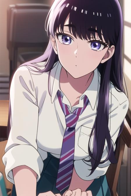 akiratachibana, <lora:akiratachibana-lora-nochekaiser:1>,
akira tachibana, long hair, bangs, black hair, (purple eyes:1.1),
BREAK skirt, shirt, school uniform, white shirt, pleated skirt, necktie, striped, collared shirt, blue skirt, striped necktie,
BREAK looking at viewer,
BREAK indoors, classroom,
BREAK <lora:GoodHands-vanilla:1>, (masterpiece:1.2), best quality, high resolution, unity 8k wallpaper, (illustration:0.8), (beautiful detailed eyes:1.6), extremely detailed face, perfect lighting, extremely detailed CG, (perfect hands, perfect anatomy),