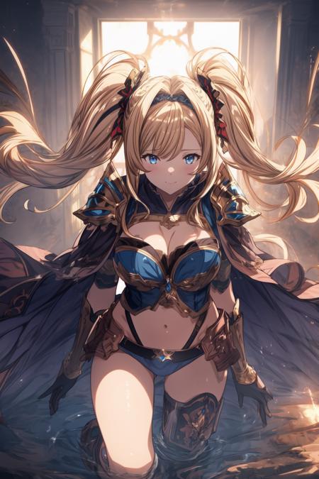 , CGI, Anime, Dramatic Lighting, ((high quality:1.2, masterpiece:1.2)), absurdres, high resolution, high details, detailed and intricate, intricate details, high intricate details, absurd amount of details, (8k resolution), 8k, 8kres, 8k res, 1girl,  armor, bikini armor, solo, blonde hair,  blue eyes, twintails hair, zeta (granblue fantasy), Zeta,  <lora:Zeta:0.7>, (full detail face:1.4),  <lora:add_detail:1>,  <lora:waterlight:0.3>, CGI, Anime, Dramatic Lighting, ((high quality:1.2, masterpiece:1.2)), absurdres, high resolution, high details, detailed and intricate, intricate details, high intricate details, absurd amount of details, (8k resolution), 8k, 8kres, 8k res,