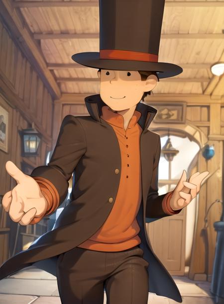 professor layton 1boy, brown hair