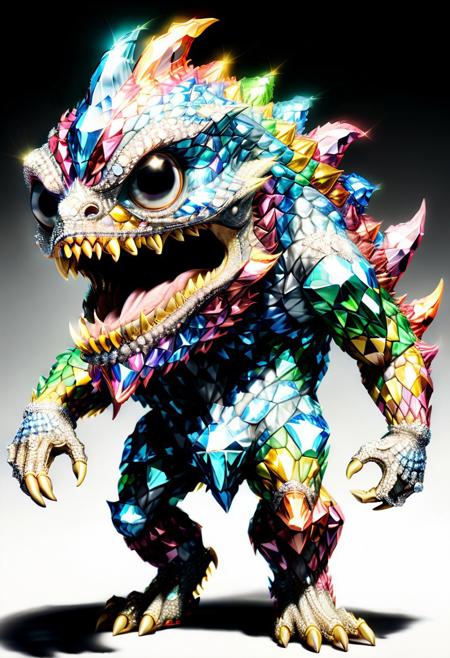 Permian monster made of multicolored diamonds, diamondMW, countless diamonds,