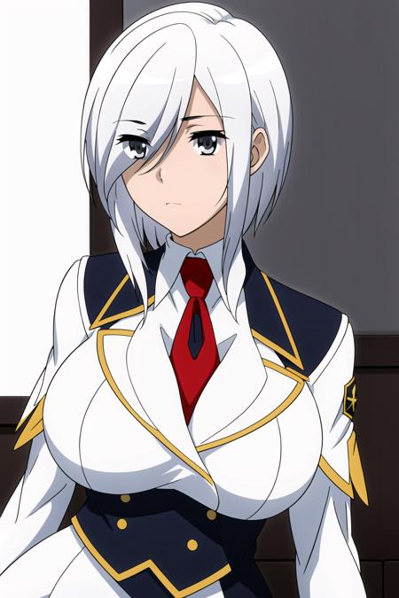 Simple White Background,
military, military uniform, White Uniform, jacket, red necktie,
<lora:Elena_Arshavina_WorldBreak-KK77-V1:0.7>,
black eyes, white hair,bangs,Short hair,
<lora:Oda_Non_Style-KK77-V2:0.3>,<lora:more_details:0.1>,
1 girl, 20yo,Young female,Beautiful Finger,Beautiful long legs,Beautiful body,
Beautiful Nose,Beautiful character design, perfect eyes, perfect face,expressive eyes,perfect balance,
looking at viewer,(Focus on her face),closed mouth, (innocent_big_eyes:1.0),(Light_Smile:0.3),
official art,extremely detailed CG unity 8k wallpaper, perfect lighting,Colorful, Bright_Front_face_Lighting,White skin,
(masterpiece:1.0),(best_quality:1.0), ultra high res,4K,ultra-detailed,
photography, 8K, HDR, highres, absurdres:1.2, Kodak portra 400, film grain, blurry background, bokeh:1.2, lens flare, (vibrant_color:1.2),professional photograph,
(Beautiful,large_Breasts:1.4), (beautiful_face:1.5),(narrow_waist),