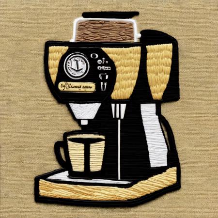 <lora:kEmbroideryRev:.9> Embroidery coffee machine