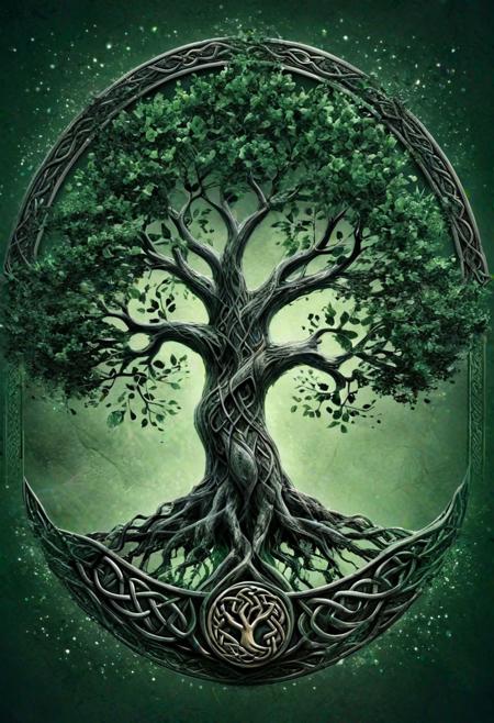 Fantastic symbol, the celtic tree of life, black and dark green, FastNegativeV2, ral-dissolve,