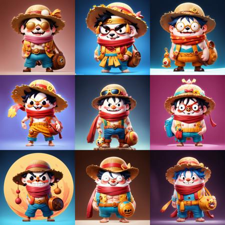 luffy of japanese anime one piece,hd picture,((RAW photo)),((best quality)),full body,(photo-realistic:1.3),(masterpiece),wear goggles,sunglasses,hat,scarf,furry,jumpsuit,cartoon,4k,a lot of details,smile,crossbody bag,gradient color background,