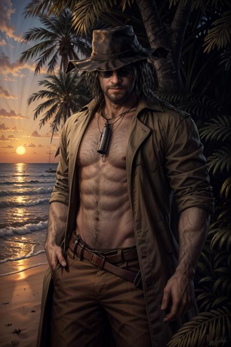 (masterpiece, best quality)
HeisenbergRE, 1boy, solo, muscular, smirk, at the beach, casual clothing, palm trees, sundown evening, intricate, elegant, highly detailed, (digital painting:1.28), artstation, concept art, smooth, sharp focus <lora:epi_noiseoffset2:1>  <lora:add_detail:0.7>  <lora:HeisenbergRE:0.8>