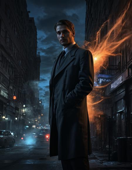 Film noir style a black background with a bright orange and blue star burst in the center of it's center,an airbrush painting,computer art,<lora:Abstract Concept-glowing:0.4>,concept art,glowing,,concept art,glowing,Dirk Crabeth,, with a city skyline in the background,<lora:CB-Fantasy-000008:1>, Charlie Bowater, trending on art station, an airbrush painting, . Monochrome, high contrast, dramatic shadows, 1940s style, mysterious, cinematic