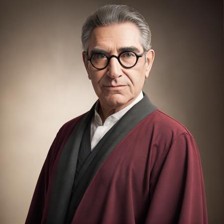 No-body3 wearing thick square frame glasses with big eyes,Best quality, masterpiece, ultra high res, (photorealistic:1.4), a man wearing red robe ,a jedi knight,  detailed skin, cinematic lighting, surprised look on his face, holding light saber in his right hand