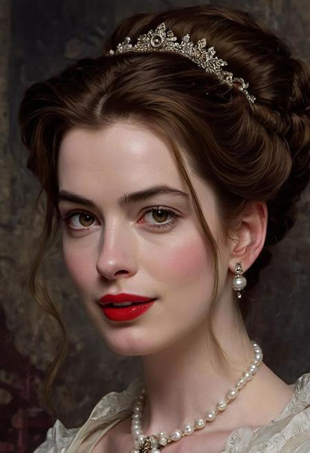 (Anne Hathaway),victorian era hungarian female xix century female, hazel hair, red lips, pretty features, Wadim Kashin, James Gurney, Ink, splash art", amazing beauty , Royo, Bak, hyperdetailed Splash artmodern European ink painting, Movie Still, Film Still, Cinematic, Cinematic Shot, Cinematic Lighting
