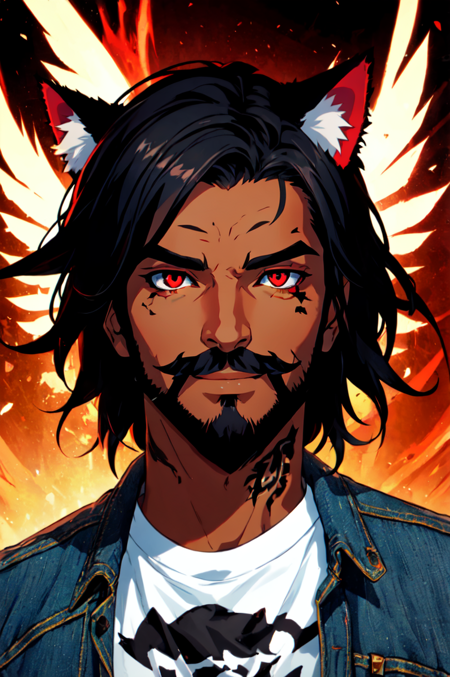 detailed face, detailed eyes, official art,  BadBoyVibes-GenderFree HellaineDark EasyMalePortrait