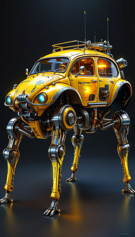 (in ARTIST style:1.4), (masterpiece:1.7), properly positioned, straight, glow yellow neon,
View of buggy legged vehicle (science fiction texture, science fiction skin, someplastic, , dark background, dark background, english text, emblem, cable, retro, old style, device, wearable item (transparent:2), transparent skin, transparent texture, mecha, multi legged vehicle,transparent glass paint, mecha),
(masterpiece:1.8), (highest detailed:1.8), perfectly lighted, (contrast), (saturated), (((sharp focus))),
(hyperdetailed:1.3), (intricate details:1.2), (Refined details:1.3), (best quality:1.5), highly detailed textures, vibrant colors,
(ultra sharp focus:1.8), (detailed skin:1.8), (detailed edges:1.8), (thin lines:1.8), (best quality:1.8),
<lora:Apparatus_-_Traction_City_Walkers_Vehicles:0.7>,