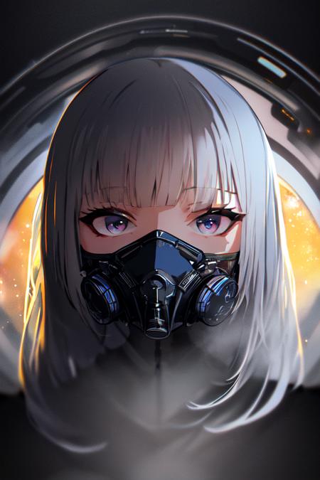 masterpiece, best quality, ultra-detailed,detailed background,beautiful detailed face,high quality,extremely detailed,mask,1girl,universe,,illustration, cinematic light,