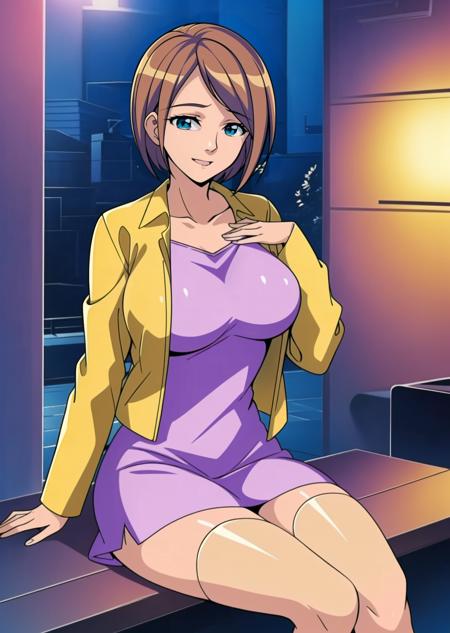 minako haruno
(solo:1.4)
1girl,brown hair, blue eye, short hair,(large breasts:1.4), beautiful face, beautiful legs, collarbone, white thighhighs
(yellow jacket:1.4),(purple dress:1.4), black footwear
smile, sitting, (v arms:1.4), elegance, (affectionate:1.4), parted lips
park, nighttime
portrait,(half body shot:1.05),
(masterpiece:1.4), (best quality:1.4),
professional artwork, intricate details, vivid colors, Diffused lighting, digital blending, ultra detailed body, ultra detail hair, ultra detail face,
<lora:minako_haruno_urotsukidoji_ver6-10:0.8>