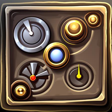 best quality, masterpiece, very high resolution, highly detailed, steampunk control panel, stylized game icon