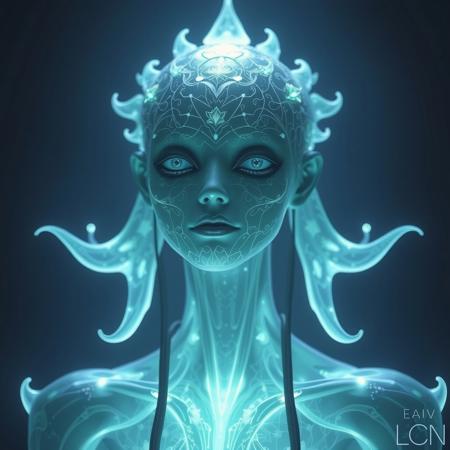 Masterpiece, a bioluminescence translucent kyawthuite/humanoid, 32k, 16k, 8k, cinematic art,