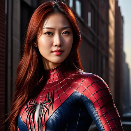 score_9, score_8_up, score_7_up, best quality, realistic, masterpiece, beautiful detail, hyperrealistic, ((1girl, woman body, big breasts)), amazing detailed full body of a beautiful korean mary jane, wearing a realistic and highly detailed black raimi spider-man suit, ((huge muscular girl)), amazing detailed full body portrait of a sexy korean girl, wearing a realistic and highly detailed raimi spider-man suit, ((huge muscular girl)), professional model wears ultra - detailed raimi spider - man suit, ultra - detailed and grained raimi spiderman suit, suit covered entire body and hand, black spiderman gloves, wet,, wet, (close up selfie pose, smile), close up, octane render, highly detailed, volumetric, dramatic lighting, (highest quality:1.1), (HDR:1.3), (top quality, best quality), realistic, high definition, sharp contrast between light and shadow, athletic and fit physique, highly detailed and accurate portrayal, photorealistic rendering, tense and alert atmosphere cinematic scene, cinematic lighting, intricate detail skin and facial texture, lifelike expression, accurate character design, dynamic pose, interesting and complex background details,
