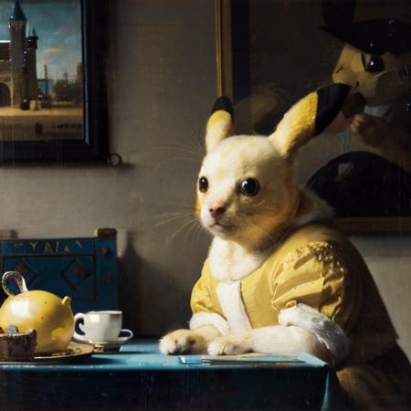 vermeer style, pikachu  <lora:vermeer-000007:0.8>