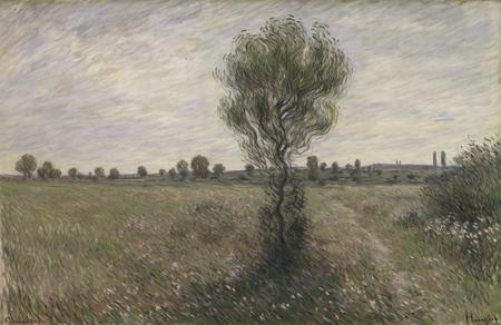 style of Claude Monet, hedgerow,field ,coppice ,hacienda , Scrubland ,