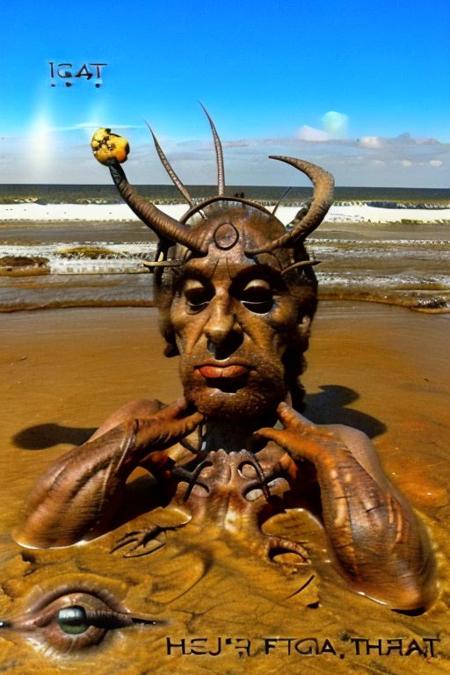 Weirdcore upper body and face of <ffurian> male face on sand on brazilian beach,  (face portrait 1.6) palm trees, 90VHS, (ffurian man with beard 1.1) (y2k aesthetic 0.8), ms paint style <lora:ms-paint-lora:1> (sunny weather 1.2), the matrix movie, <lora:y2kaesthetic:0.7>, half0ster, bio-organic, organic, organic sculptures