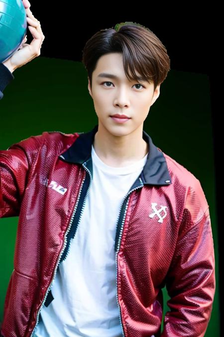 best quality, ultra high res, (photorealistic:1.4),bust shot,gym,1boy,standing,gym suit ,zhangyixing,(looking at viewer), (closeup) <lora:Chinese male idol V3.1-000003:0.65>