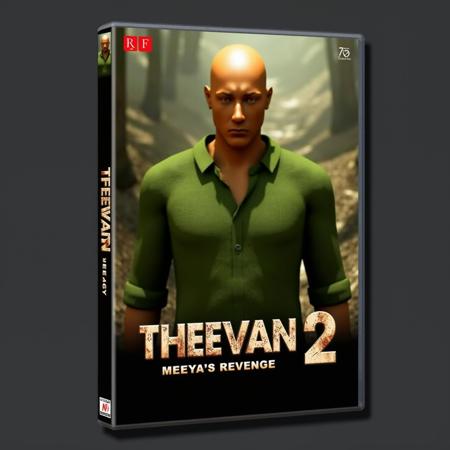 A 3d render of a man named Theevan. He is a bald man in a long sleeved green shirt, brown pants and bare feet.