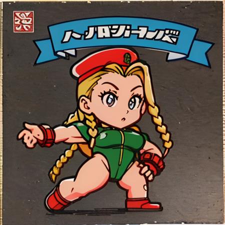 bikkuri-man, parody, chibi, (cammy), street fighter, leotard, 
(masterpiece, best quality:1.1), (++tenshi++)
<lora:bikkuriman_lora_v1:0.9>