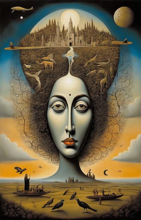 Surrealist art John lenon . Dreamlike, mysterious, provocative, symbolic, intricate, detailed