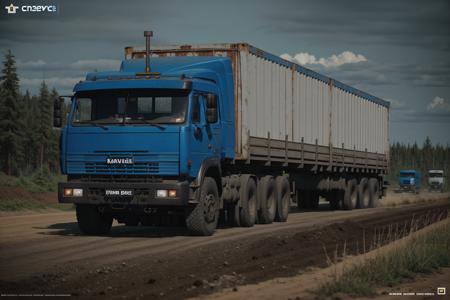 (KAMAZ_54115), Hyper realistic shot of an american builder at work. Octane render 8k. <lora:KAMAZ_54115:.8>