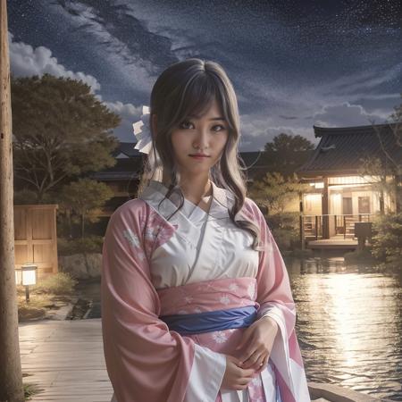 <lora:twcoser_02:0.7>, 1girl, solo, photorealistic, realistic, (indoors, onsen hotel), upper body, cosplayer, looking at viewer, starry,strry light,night,colorful,cloud,star \(sky\), <lora:lightAndShadow_v10:0.5>, (kimono:1.1)