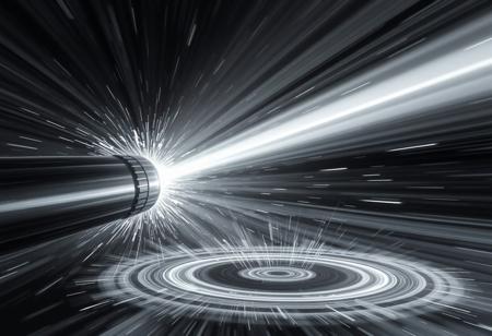 High speed grey and silver laser beam  with shockwaves ricocheting off invisible silver forcefield. Chrome shockwave circles radiate from impact point