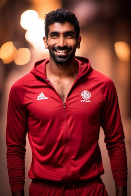 Sendhil Ramamurthy a man <lora:Jasprit-Bumrah_Sendhil-Ramamurthy:0.8>, realistic photo in a worn ((skin-revealing skimpy erotic red tracksuit, massive hairy pecs)), big pecs, big arms, bulge, VPL, ((light bokeh)), intricate, (steel metal [rust]), elegant, erotic, exuding sexual energy, homoerotic, sharp focus, photo by greg rutkowski, soft lighting, vibrant colors, (masterpiece), ((streets)), (detailed face), looking at viewer, light smile, night, walking towards viewer, cinematic lighting, beautiful lighting, cinematic lighting, (hazy filter, film grain:1.2)