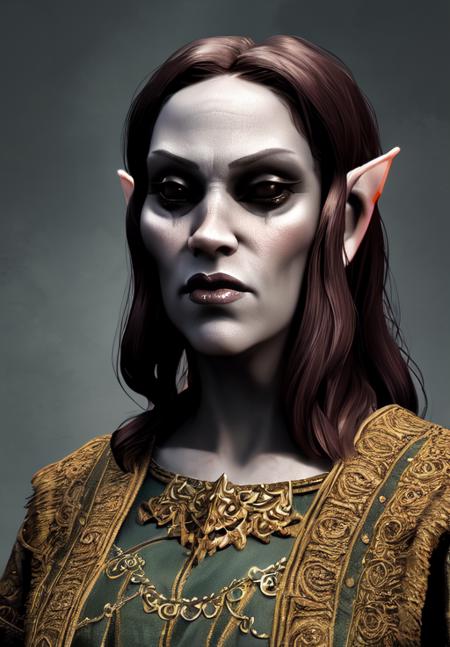 1girl, <lora:Dunmer-Female:0.8>, Dunmer-Female, 1girl, solo, portrait,, (masterpiece, best quality, absurdres, detailed, ultra-detailed:1.3), charming