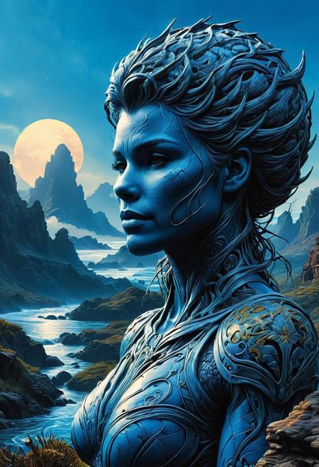 Extremely ultra-realistic photorealistic 3d, professional photography, natural lighting,  swirlysci-fi blue landscape by John Buscema
<lora:InkArtXL_1.2:0.4> <lora:FaeTastic:0.35> . award-winning, professional, highly detailed . extremely high-resolution details, photographic, realism pushed to extreme, fine texture, incredibly lifelike, high contrast, well defined .