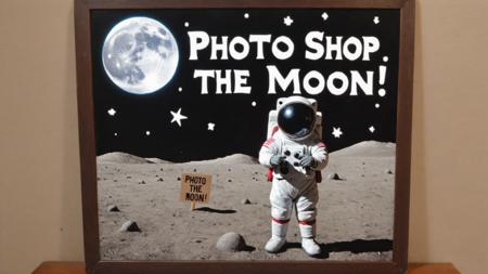 E.T. with a sign that says "PHOTO SHOP THE MOON!".