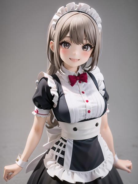 a girl, upper body, maid costume, maid band, smile <lora:019arteAP5-5:1>