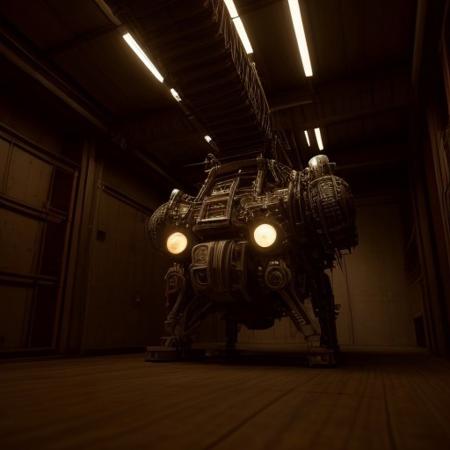 stretch, Sharp image, 4k, 8k, Detailed and Intricate, Cinematic, Dynamic Lighting, 
OverallDetail,  ultra detailed, ultra resolution, vault, no people, fully generated, amazing, beautiful, highest quality, detailed technology, machinery, futuristic, perfect, 4k definition, megalophobia, omega lighting, air craft