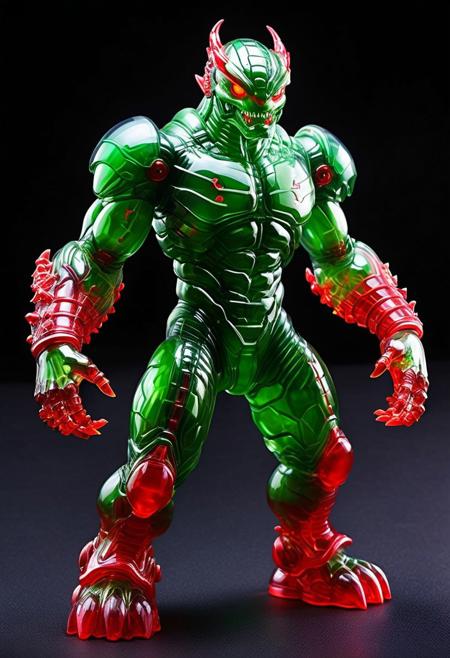 XCYP Art Toy,A translucent green and red kaiju cyborg, japanese sofubi EVA Material) Artist Design Piece,Award-Winning Lens,Highly Detailed,Ultra High Resolution,32K UHD,Clear Focus,Best Quality,Masterpiece.,