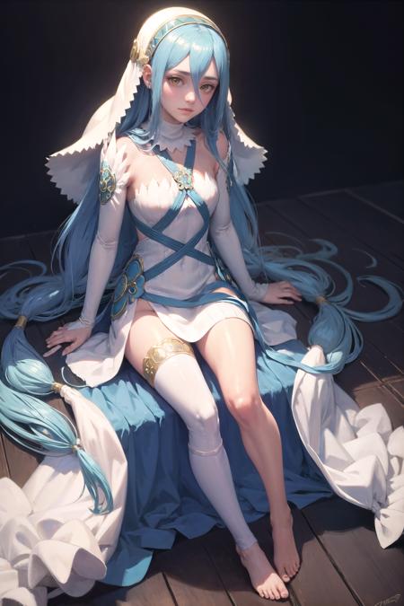 feazura veil, single thighhigh blue hair