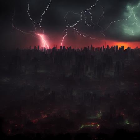 textless (weathercontrol:1) a digital painting of a city with lightning in the background <lora:WeatherControl_LoraBooth:1>