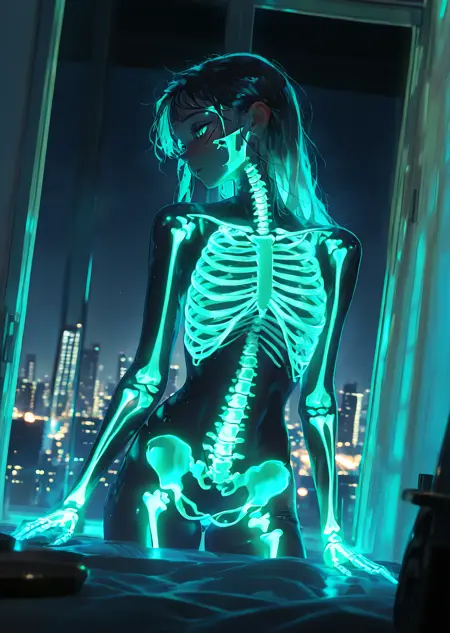 transluminescent glowing skeleton LoRA [FLUX+XL+Pony+Illustrious]