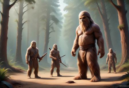 To create an image of obtaining Wroshyr wood from Kashyyyk, consider:
* A dense, vibrant forest with ancient trees
* Wookiees using primitive tools to harvest wood
* A lively atmosphere with community and cooperation
* Incorporate sounds and smells of the forest
* Convey respect and harmony between Wookiees and environment
* Showcase Wookiees' connection to nature and role as guardians
* Depict Wookiees' tools and equipment in a primitive yet effective way
* Emphasize community and cooperation among Wookiees
* Highlight Wookiees' understanding of the forest and its rhythms
* Create a sense of peace and tranquility in the image
* Inspire a sense of wonder and awe with the beauty of the forest
* Use rich textures and details to bring the image to life
* Ensure the overall mood is one of harmony and balance.