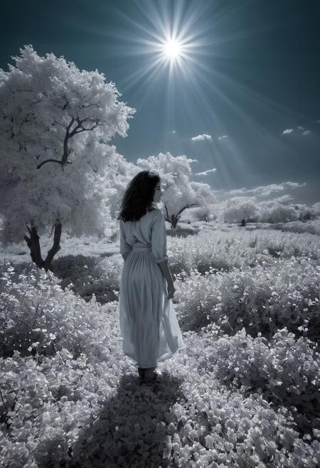 Persian Girl.(Infrared Photography by Janez Avgutin Puhar and Irakly Shanidze:1.2), award winning,
crepuscular rays,
(aesthetic of environmental art with skyline atmosphere:0.5),
daring perfect work of art with remarkable details,
(bluish-gray and cherry colors:0.1),
<lora:MJ52:0.5>