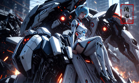 Epic CG masterpiece, AYANAMI REI,hdr,dtm, full ha,in the style of mecha anime, charging forward battlefield, the burst meteor, the fierce battle of fighting with his life, 8K, ultra detailed graphic tension, dynamic poses, stunning colors, 3D rendering, surrealism, cinematic lighting effects, realism, 00 renderer, super realistic, full - body photos, super vista, super wide Angle, HD
(Short light blue hair:1.2)(red eyes:1.4)solo,
<lora:~Q?-~lN= AYANAMI REI:0.8>