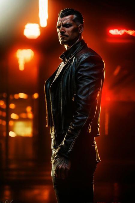 [an angry gobin],  in a neo noir  styled setting, realistic,, 8k, highly detailed,  full length frame, High detail RAW color art, piercing, diffused soft lighting, shallow depth of field, sharp focus, hyperrealism, cinematic lighting, Style-EMCG, SkinHairDetail,