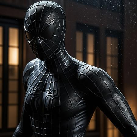 score_9, score_8_up, score_7_up, best quality, realistic, masterpiece, beautiful detail, hyperrealistic, night, ((1girl, woman body, large breast)), amazing detailed full body of a cute korean girl, wearing a realistic and highly detailed black raimi spider-man suit, ((defined muscular girl)), ((wears black spiderman mask)), professional model wears ultra - detailed black raimi spider - man suit, ultra - detailed and grained black raimi spiderman suit, suit covered entire body and hand, black spiderman gloves, wet, close up, octane render, highly detailed, volumetric, dramatic lighting, (highest quality:1.1), (HDR:1.3), (top quality, best quality), realistic, high definition, sharp contrast between light and shadow, athletic and fit physique, highly detailed and accurate portrayal, photorealistic rendering, tense and alert atmosphere cinematic scene, cinematic lighting, lifelike expression, accurate character design, interesting and complex background details,