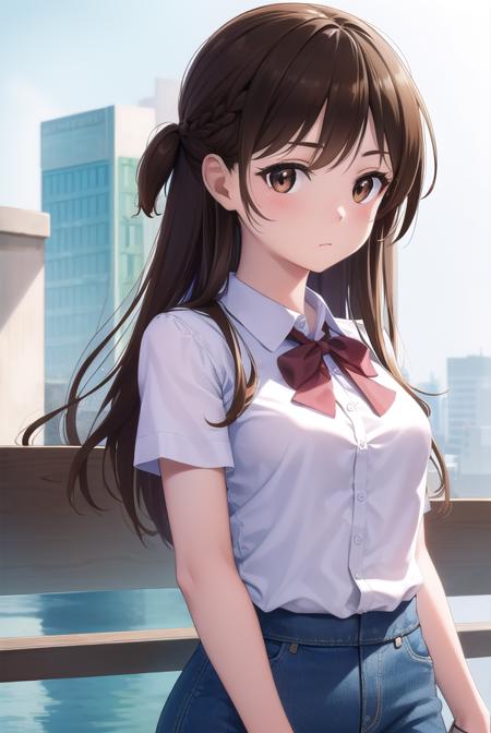 mizuharachizuru, <lora:mizuharachizuru-lora-nochekaiser:1>, 
mizuhara chizuru, long hair, brown hair, (brown eyes:1.7), (one side up:1.5), bangs, braid, hair braid,
BREAK shirt, short sleeves, puffy sleeves, collared shirt, white collar, pink shirt, skirt, blue skirt,
BREAK outdoors, city,
BREAK looking at viewer, (cowboy shot:1.5),
BREAK <lyco:GoodHands-beta2:1>, (masterpiece:1.2), best quality, high resolution, unity 8k wallpaper, (illustration:0.8), (beautiful detailed eyes:1.6), extremely detailed face, perfect lighting, extremely detailed CG, (perfect hands, perfect anatomy),