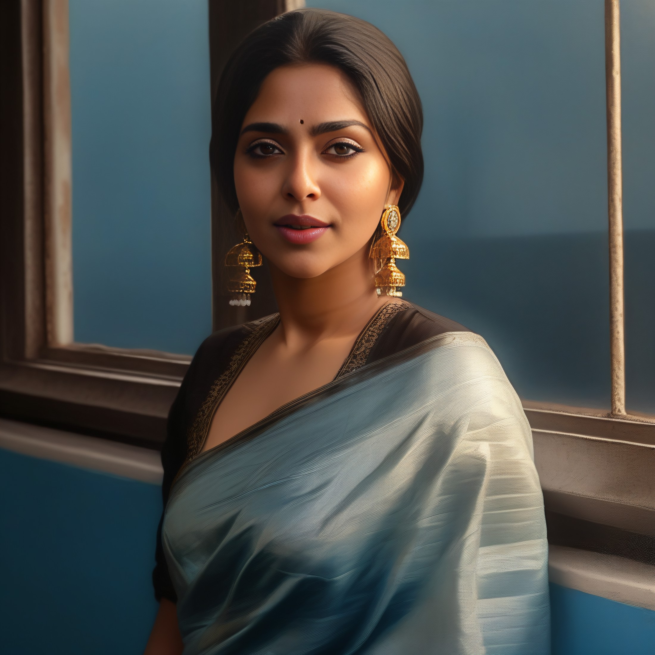 AishwaryaLekshmi,<lora:AishwaryaLekshmiSDXL:1>,portrait,female, intricate detail and highly detailed oil painting with thi...