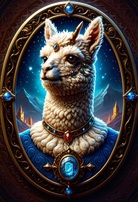 score_9,score_8_up,score_7_up,score_6_up, masterpiece,cs-l3ath3r, alpaca, shnywrld,digital art, Ambient lighting, D&D, illustration, ornate, fantastic aesthetic, professional fine composition, badge, inspired, creative