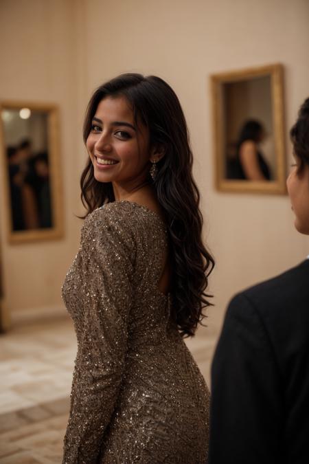 petite small person pakistani woman, dssequin, wearing sequin embroidered kameez <lora:dssequin:0.5>, (knowing smile:1.1), teeth, wedding reception, london, <lora:add_detail:0.5>, <lora:real_skin:0.5> skin, <lora:CuteSD:0.5> Bellissima, cute, beautiful, <lora:retromanba:0.3> Yamanba (dark skin:1.1), sexy, sensual, RAW photo, 8k uhd, dslr, soft lighting, high quality, film grain, Fujifilm XT3, lr, back view, high angle, posed, profesional, epic, stylistic, epic, closeup, mirror selfie
