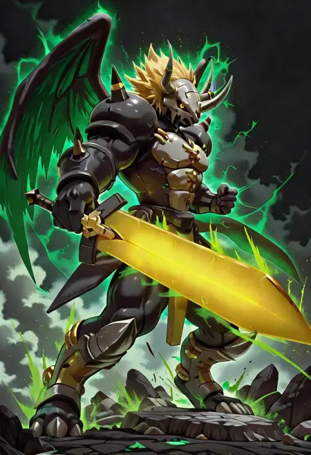 BlackWarGreymon: Jet-black Virus Dragon | ブラックウォーグレイモン (Digimon) [Illustrious & Pony]